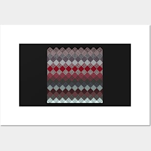 black white grey silver red geometric pattern Posters and Art